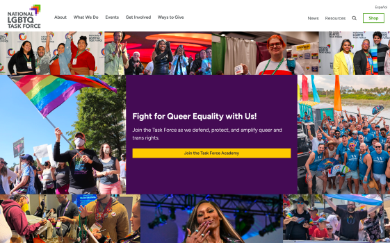 The National LGBTQ Task Force website hero