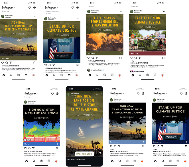 A collage of Earthworks Instagram posts.