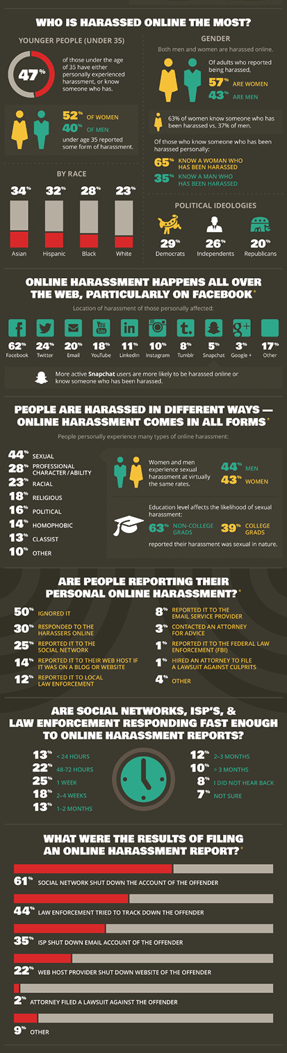 Who is harassed online the most infographic