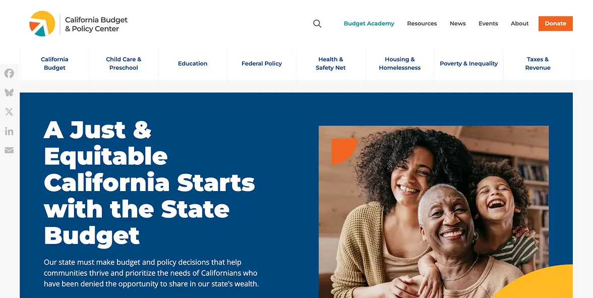 Screenshot of the hero banner from Cal Budget Center website.
